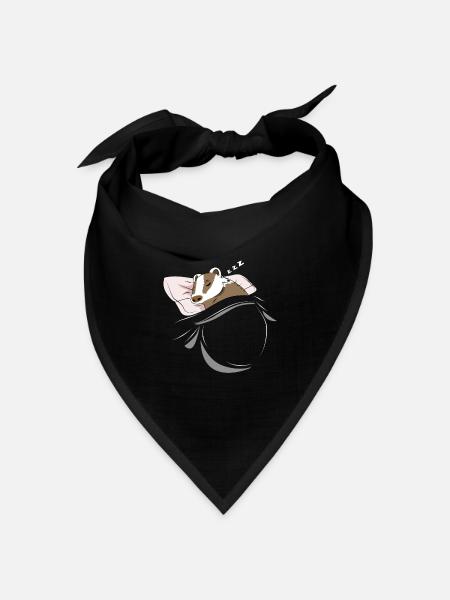 Schlafender und schlumender Dachs - Bandana Dreieckstuch - Schwarz