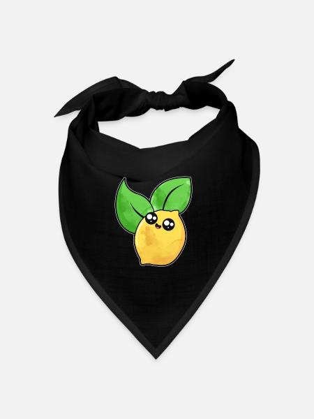 Niedliche Zitrone Gesicht - Bandana Dreieckstuch - Schwarz