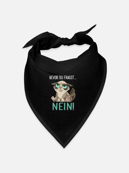 Bevor Du Fragst Nein Katzen Geschenk für Mädchen - Bandana Dreieckstuch - Schwarz