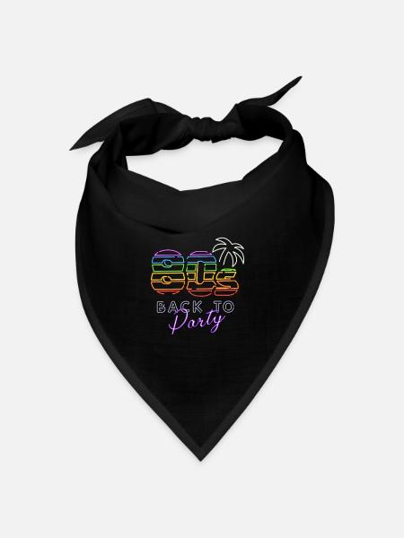 80s Back to Party Geschenk für bunte 80iger Jahre - Bandana Dreieckstuch - Schwarz