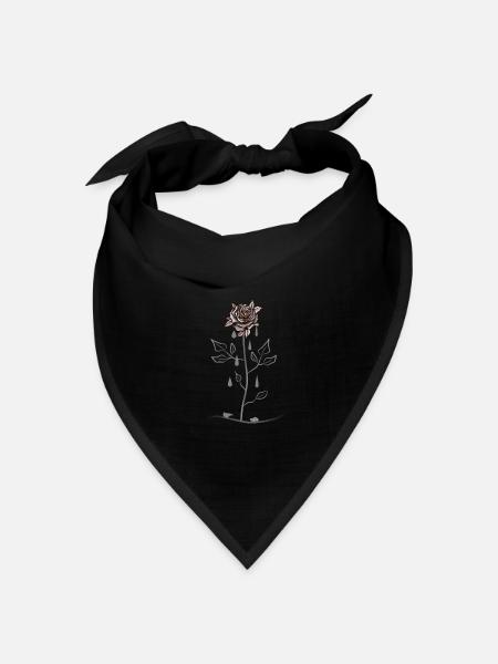Gothic Rose mit Tränen - Bandana Dreieckstuch - Schwarz