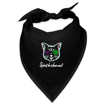 Lustige Psychedelische Katze im Urlaub auf Keta - Bandana Dreieckstuch - Schwarz - Vorne