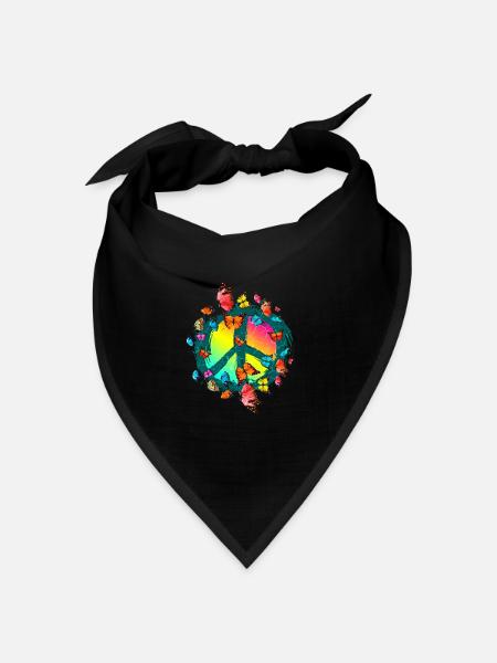 Hippie Schmetterlinge Hippies Flower Power 60s - Bandana Dreieckstuch - Schwarz