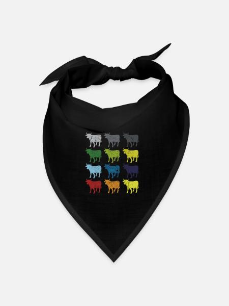 Neon Pop Art Retro Kuh Rind Landwirt Geschenk - Bandana Dreieckstuch - Schwarz
