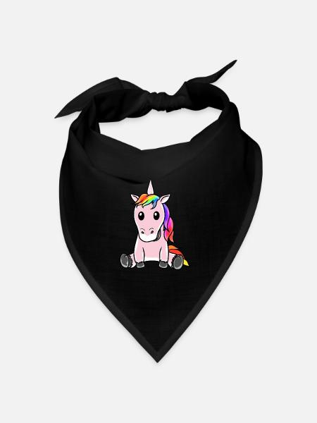 Einhorn Unicorn Einhörner Fabelwesen Kinder Baby - Bandana Dreieckstuch - Schwarz