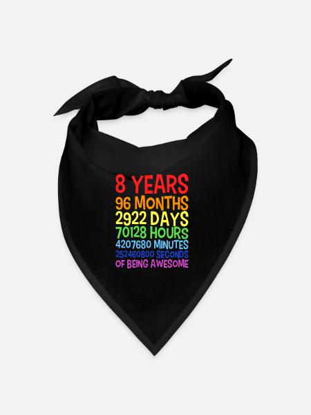 8 Jahre Alt Geburtstagsgeschenk zum 8. Geburtstag - Bandana Dreieckstuch - Schwarz