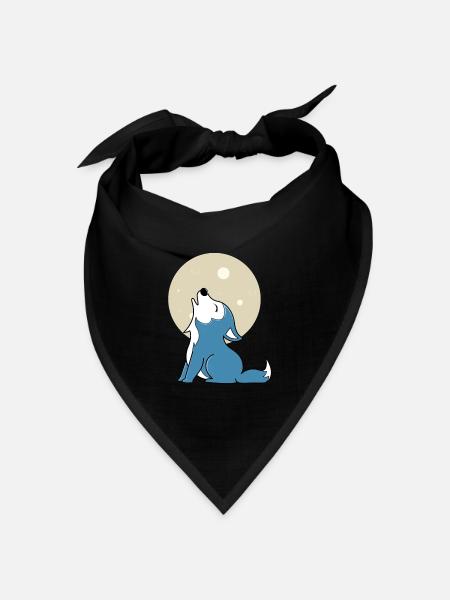 Baby Wolf Mond - Bandana Dreieckstuch - Schwarz