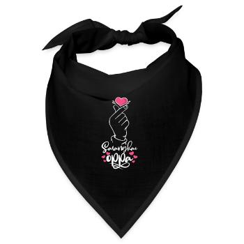 Saranghae Oppa Korean Heart Hand Sign K-Pop Kdrama - Bandana Dreieckstuch - Schwarz - Vorne