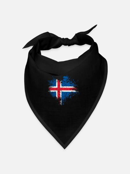 Island Flagge - Bandana Dreieckstuch - Schwarz