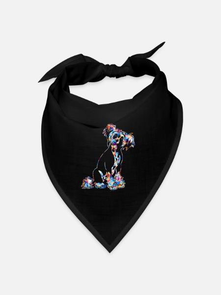 Chinesische geometrische Hemden mit Haube - Bandana Dreieckstuch - Schwarz