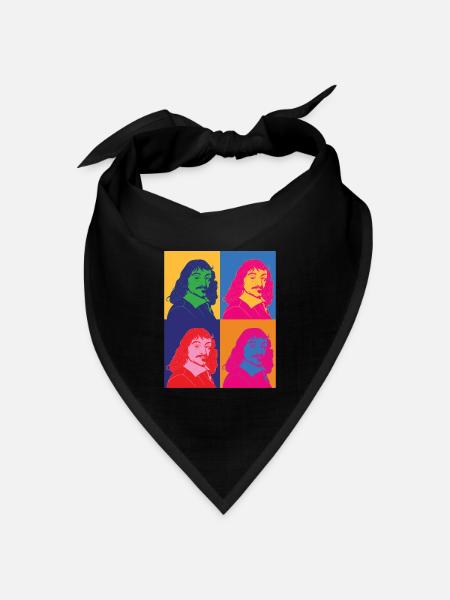 Pop-Art-Porträt-Philosoph Rene Descartes - Bandana Dreieckstuch - Schwarz