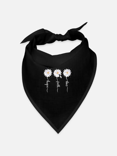 faith hope love Gänseblümchen - Bandana Dreieckstuch - Schwarz