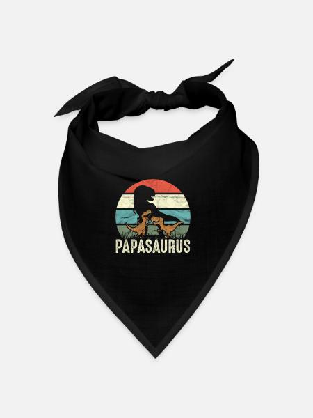 Witziges Papa Papasaurus Dino Dinosaurier Geschenk - Bandana Dreieckstuch - Schwarz