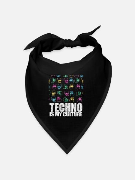 Techno Is My Culture Skull Design Geschenk - Bandana Dreieckstuch - Schwarz