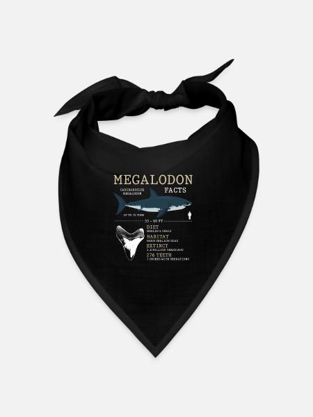 Megalodon, Hai, Haiart, - Bandana Dreieckstuch - Schwarz
