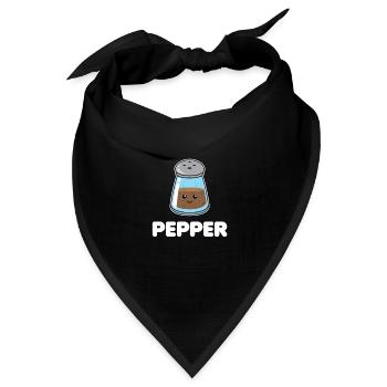 Halloween Pfeffer lustiges passendes Paargeschenk Teil 2 - Bandana Dreieckstuch - Schwarz - Vorne
