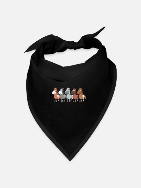 Lustige Comic Pferde und Pferderassen - Bandana Dreieckstuch - Schwarz