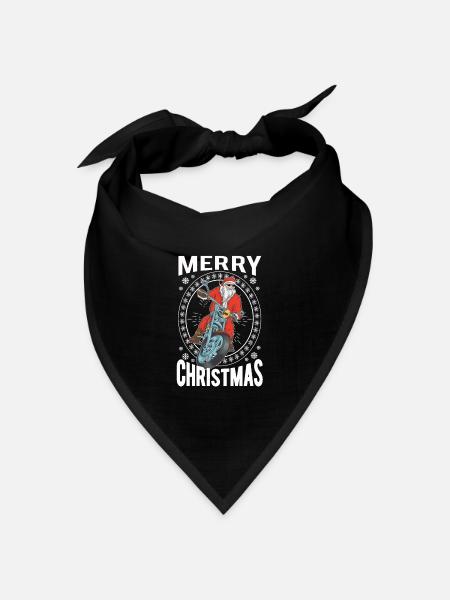 Merry Christmas Santa Claus Motorrad - Bandana Dreieckstuch - Schwarz