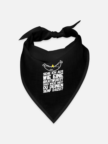 Bratwurst Senf Sprüche - Bandana Dreieckstuch - Schwarz