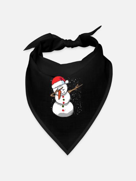 Tupfen Schneemann Santa Weihnachten - Bandana Dreieckstuch - Schwarz