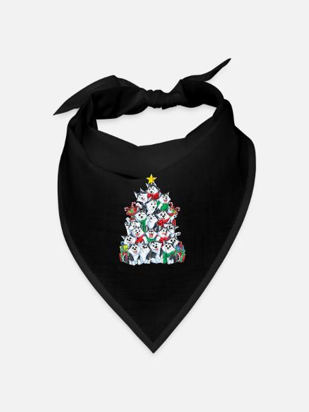 Sibirischer Husky Weihnachtsbaum Weihnachten Gesch - Bandana Dreieckstuch - Schwarz