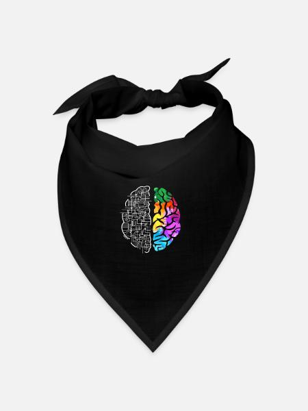 Buntes Gehirn Wissenschaft Kunst - Bandana Dreieckstuch - Schwarz