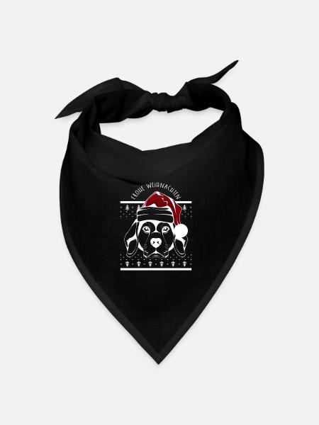 Frohe Weihnachten Hund - Bandana Dreieckstuch - Schwarz