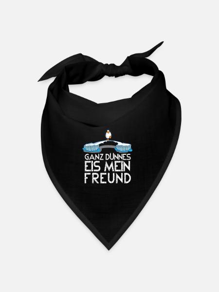 Pinguin sagt ganz dünnes Eis, lustiger Spruch - Bandana Dreieckstuch - Schwarz