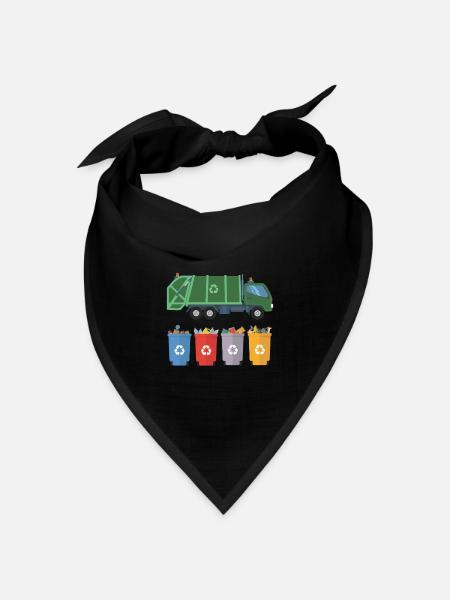 Müllwagen Kinder Müll Recycling - Bandana Dreieckstuch - Schwarz