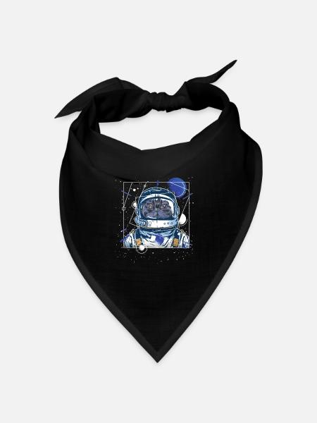 Astronauten-Katze - Bandana Dreieckstuch - Schwarz