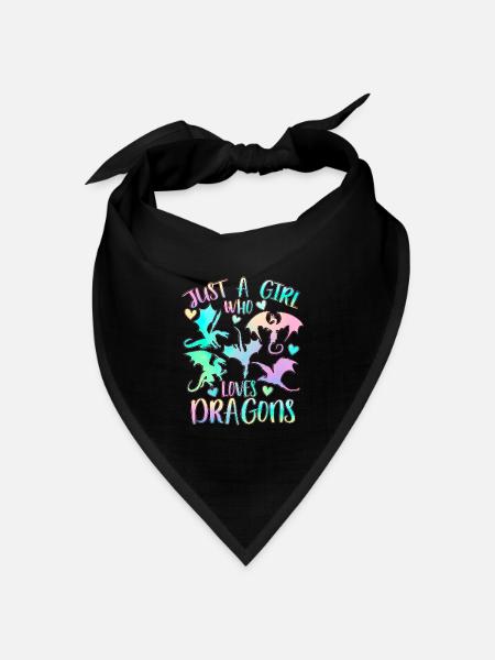 Nur ein Mädchen, das Drachen liebt - Bandana Dreieckstuch - Schwarz