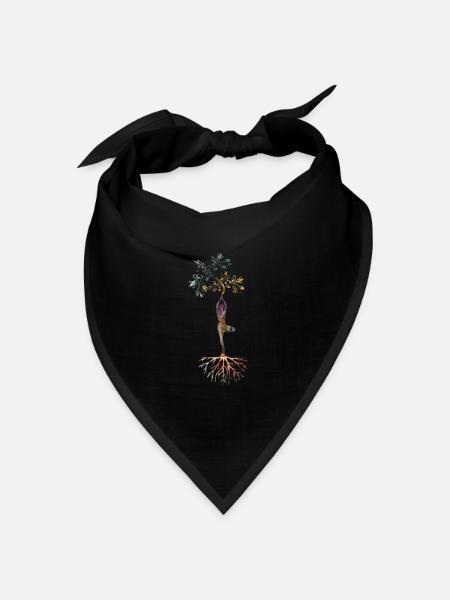 Yoga Baum des Lebens mit Gemälde Kunst Geschenk - Bandana Dreieckstuch - Schwarz