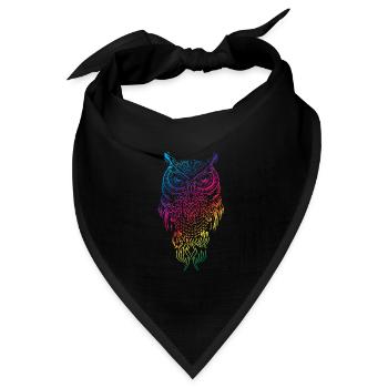 Eule und Uhu der einen anstarrt - Bandana Dreieckstuch - Schwarz - Vorne