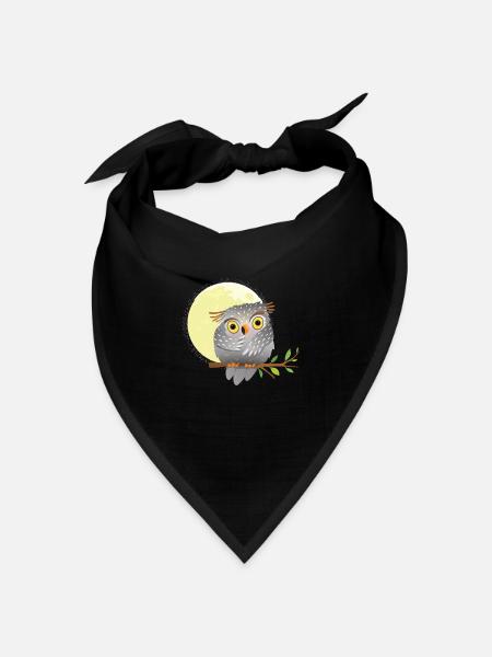 Süße Eule - Bandana Dreieckstuch - Schwarz
