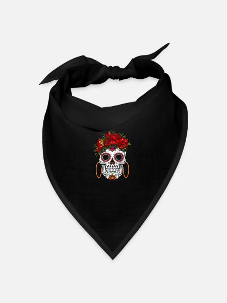 Dia De Los Muertos Totenkopf Mexiko Geschenk - Bandana Dreieckstuch - Schwarz