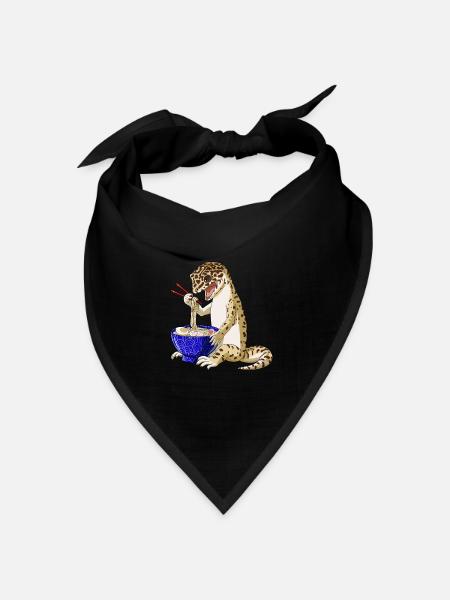 Leopard Gecko isst Japanische Ramen Nudeln - Bandana Dreieckstuch - Schwarz