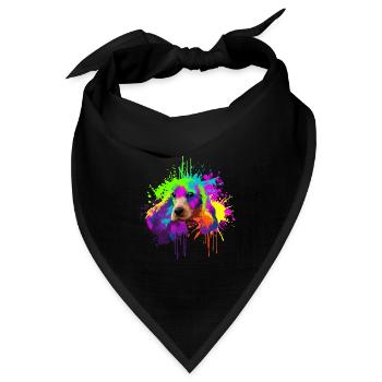 Splash Art Cocker Spaniel Hundehalter Geschenk - Bandana Dreieckstuch - Schwarz - Vorne