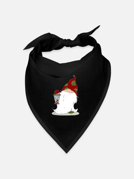 Weihnachten nordische Elf Wichtel Zwerg Laterne - Bandana Dreieckstuch - Schwarz