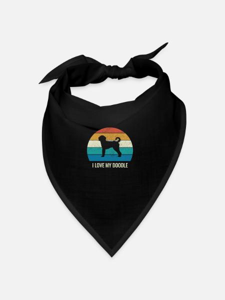 Retro Labradoodle Geschenk Ich liebe mein Doodle - Bandana Dreieckstuch - Schwarz