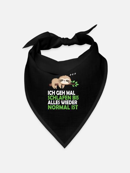 Faultier Schlafanzug Nachthemd Schlafshirt Pyjama - Bandana Dreieckstuch - Schwarz