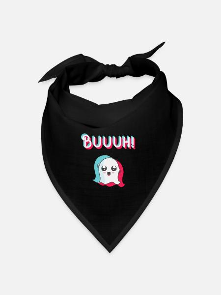tiktok Geist, Halloween Trend - Bandana Dreieckstuch - Schwarz