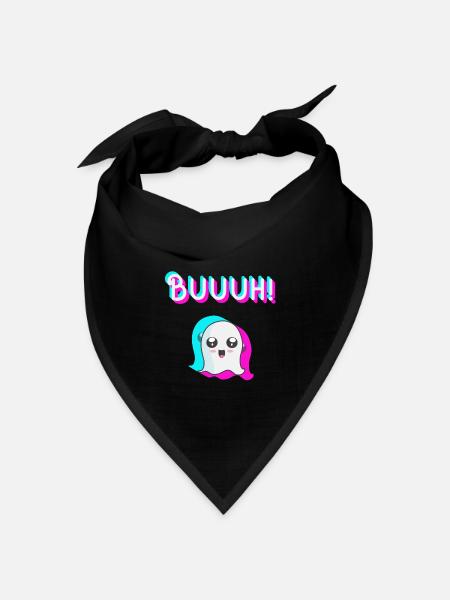 tiktok Geist, Halloween Trend - Bandana Dreieckstuch - Schwarz