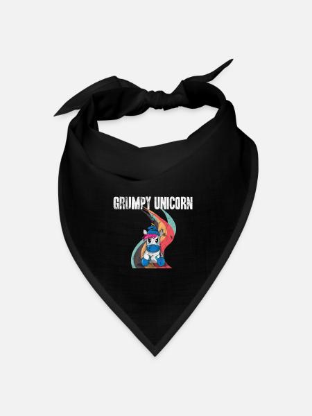 Böse Einhorn Bestseller | Grumpy Unicorn - Bandana Dreieckstuch - Schwarz