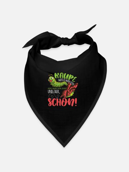 Raupe müsste man sein, zack Schmetterling Schlafen - Bandana Dreieckstuch - Schwarz