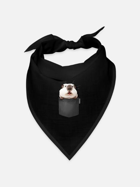 Meerschweinchen in der Bauch Tasche - Bandana Dreieckstuch - Schwarz