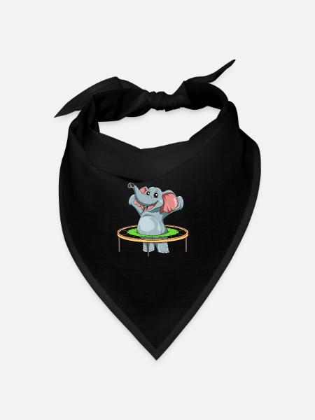 Lustiger Elefant Trampolin Jumping - Bandana Dreieckstuch - Schwarz