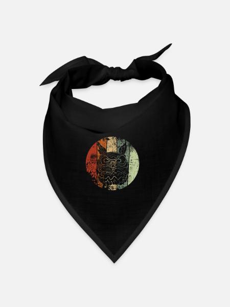Eule Uhu vintage - Bandana Dreieckstuch - Schwarz