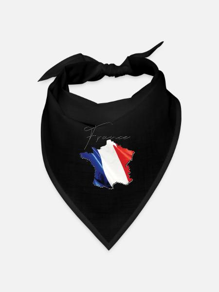Frankreich Flagge in der Frankreich Landkarte EN - Bandana Dreieckstuch - Schwarz
