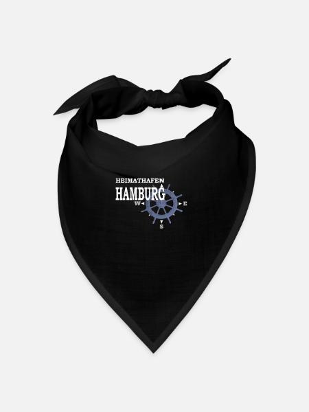 Heimathafen Hamburg - Hansestadt Segler - Bandana Dreieckstuch - Schwarz
