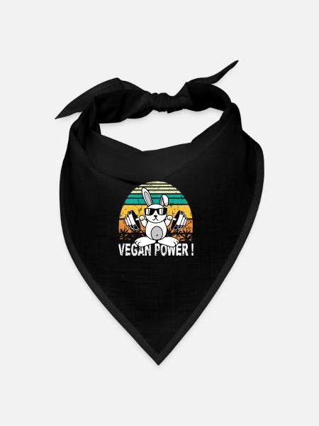 Vegan Power Bodybuilding Geschenkidee - Bandana Dreieckstuch - Schwarz